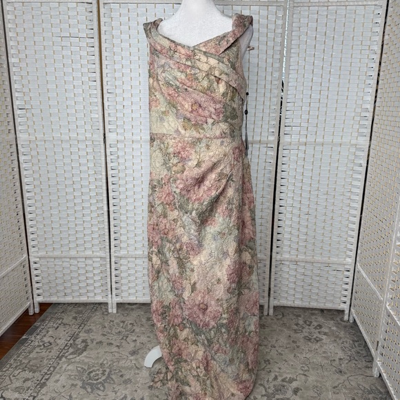 NWT. Adrianna Papell Women's Off Shoulder Matelasse Gown, - Picture 3 of 13